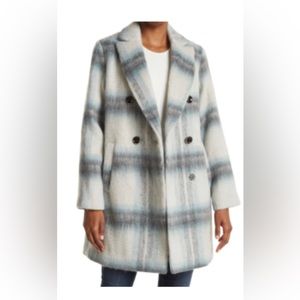Halogen Brushed Plaid Wool Coat, Large, NWT, NEVER WORN
